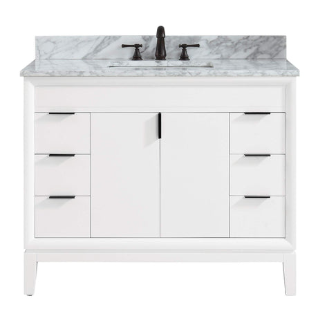 Avanity Emma 43 in. Vanity Combo in White with Carrara White Marble Top