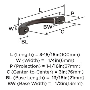 Amerock BP37230ORB Oil-Rubbed Bronze Cabinet Pull 3 inch (76mm) Center-to-Center Cabinet Hardware Vaile Furniture Hardware Drawer Pull