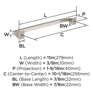 Amerock BP53536G10 Satin Nickel Cabinet Pull 10-1/16 in (256 mm) Center-to-Center Cabinet Handle Mulholland Drawer Pull Kitchen Cabinet Handle Furniture Hardware