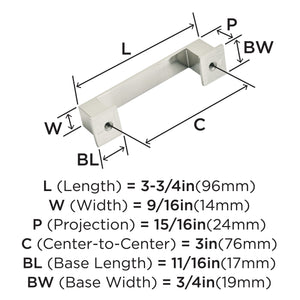 Amerock Cabinet Pull Satin Nickel 3 inch (76 mm) Center to Center Appoint 1 Pack Drawer Pull Drawer Handle Cabinet Hardware