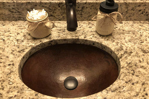 Premier Copper Products LO17FDB 17-Inch Oval Under Mount Hammered Copper Sink, Oil Rubbed Bronze