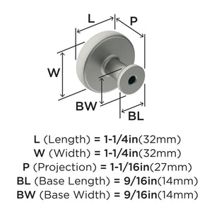 Amerock Cabinet Knob Satin Nickel 1-1/4 inch (32 mm) Diameter Factor 1 Pack Drawer Knob Cabinet Hardware