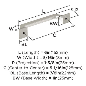 Amerock Cabinet Pull Satin Nickel 5-1/16 inch (128 mm) Center-to-Center Exceed 1 Pack Drawer Pull Cabinet Handle Cabinet Hardware