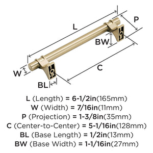 Amerock Cabinet Pull Champagne Bronze 5-1/16 inch (128 mm) Center to Center Davenport 1 Pack Drawer Pull Drawer Handle Cabinet Hardware