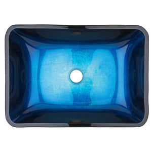 VIGO Turquoise Water 18.125 inch L x 13 inch W Over the Counter Freestanding Glass Rectangular Vessel Bathroom Sink in Turquoise Water - Sink for Bathroom VG07068