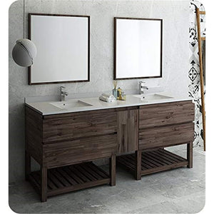 Fresca FVN31-361236ACA-FS Fresca Formosa 84" Floor Standing Double Sink Modern Bathroom Vanity w/ Open Bottom & Mirrors