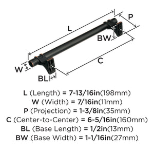 Amerock Cabinet Pull Oil Rubbed Bronze 6-5/16 inch (160 mm) Center to Center Davenport 1 Pack Drawer Pull Drawer Handle Cabinet Hardware