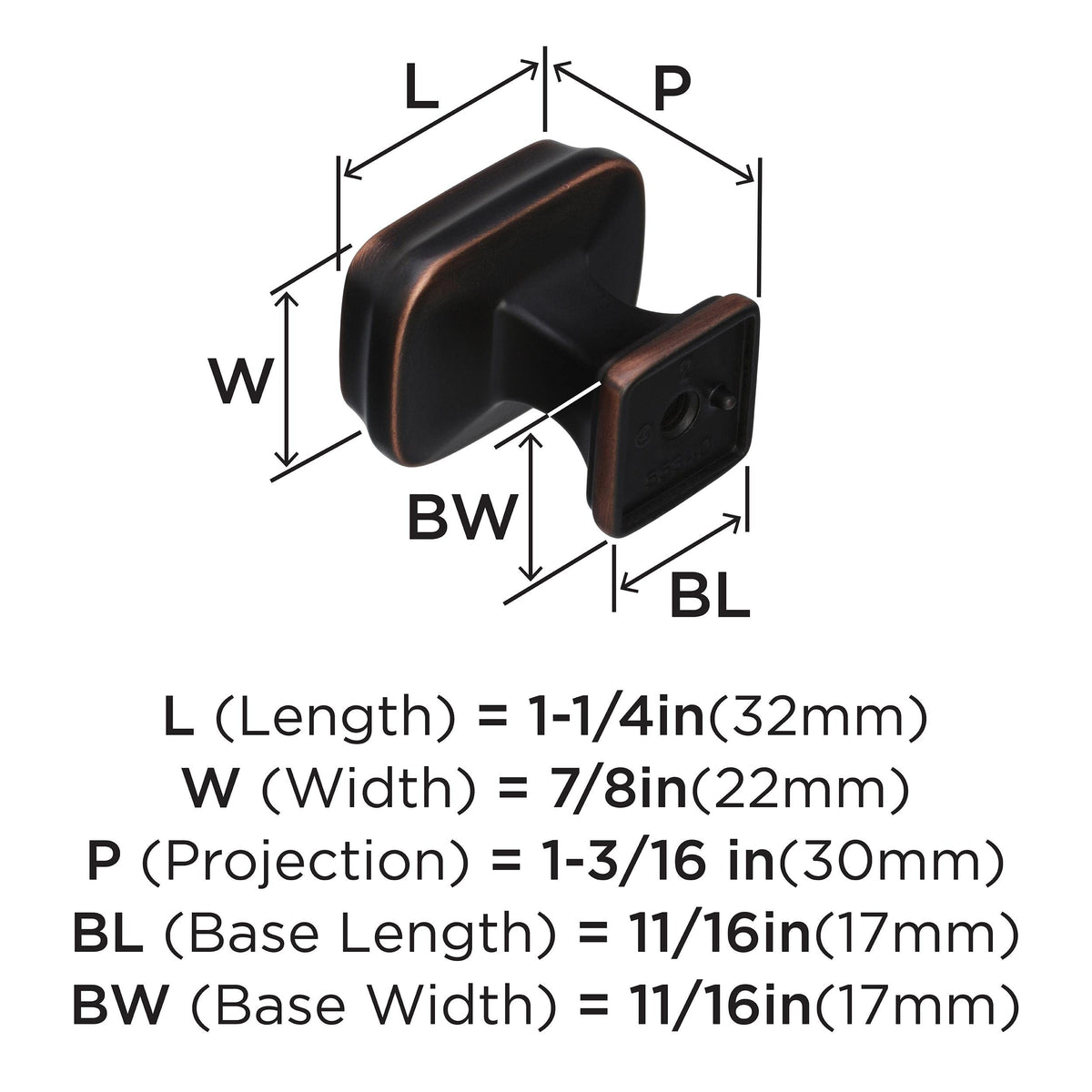 Amerock Cabinet Knob Oil Rubbed Bronze 1-1/4 inch (32 mm) Length Revitalize 1 Pack Drawer Knob Cabinet Hardware