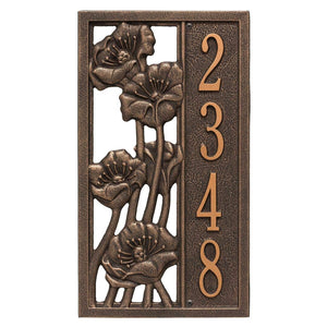 Whitehall 3111OB - Personalized Flowering Poppies Plaque - Vertical - 1 Line