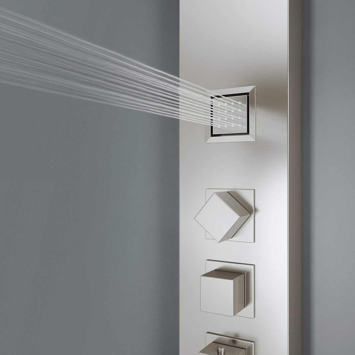 VIGO 20" W x 55" H Rector 2-Jet Stainless Steel Shower Panel, Thermostatic, Volume, Dual Function Control Type and Handheld Showerhead - VG08012ST