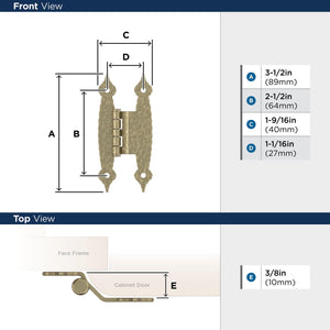 Amerock BPR3406BBZ Cabinet Hinge 3/8 in (10 mm) Offset Non-Self Closing Face Mount Golden Champagne Kitchen Cabinet Door Hinge 1 Pair/2 Pack Functional Hardware