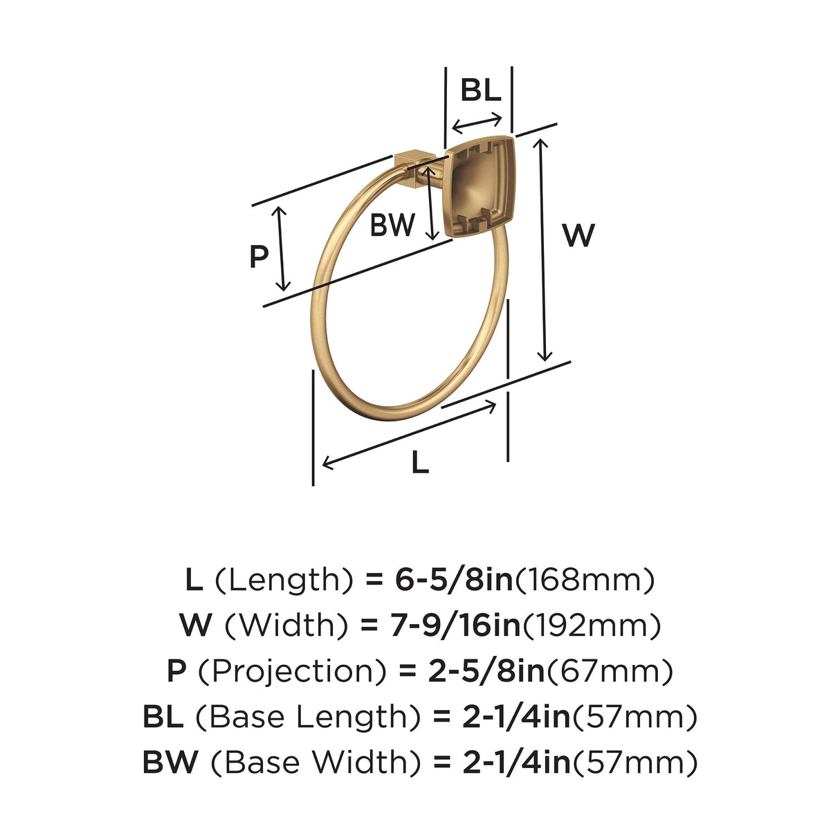 Amerock BH36092CZ Champagne Bronze Towel Ring 7-9/16 in (192 mm) Length Towel Holder Stature Hand Towel Holder for Bathroom Wall Small Kitchen Towel Holder Bath Accessories