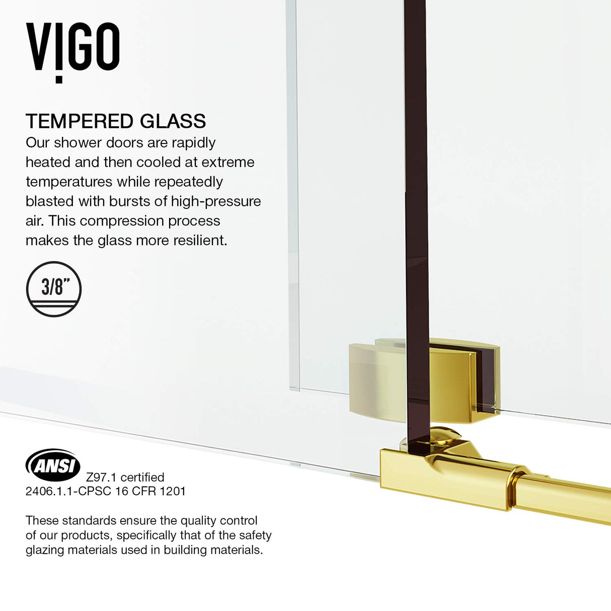 VIGO 48"W x 80"H Winslow Frameless Sliding Rectangle Shower Enclosure with Clear Tempered Glass, Right Door Handle and Stainless Steel Hardware in Matte Brushed Gold and Left Base-VG6051MGCL48WL