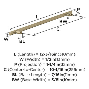 Amerock Cabinet Pull Golden Champagne 10-1/16 in (256 mm) Center-to-Center Drawer Pull Caliber Kitchen and Bath Hardware Furniture Hardware