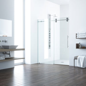 VIGO Adjustable 48 - 52 in. W x 74 in. H Frameless Sliding Rectangle Shower Door with Clear Tempered Glass and Stainless Steel Hardware in Chrome Finish with Reversible Handle - VG6041CHCL5274