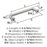 Amerock Cabinet Pull Satin Nickel 3-3/4 inch (96 mm) Center-to-Center Factor 1 Pack Drawer Pull Cabinet Handle Cabinet Hardware