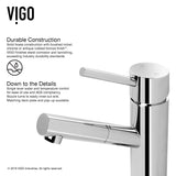 VIGO Noma 7.75 inch H Single Hole Single Handle Single Hole Bathroom Faucet in Chrome - Bathroom Sink Faucet VG01009CH