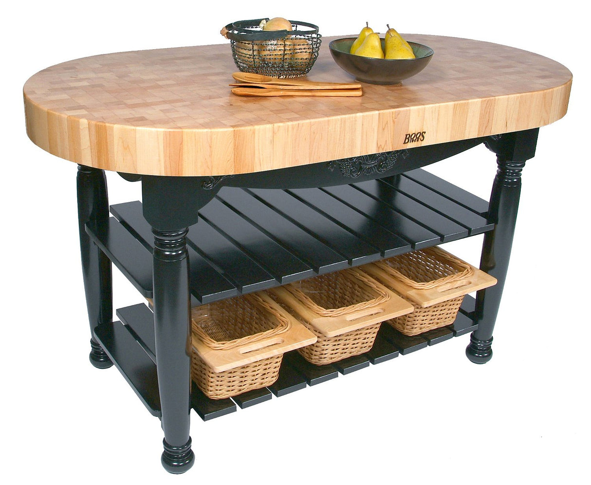 John Boos CU-HAR60-BK American Heritage Harvest Kitchen Island with Butcher Block Top Base Finish: Caviar Black