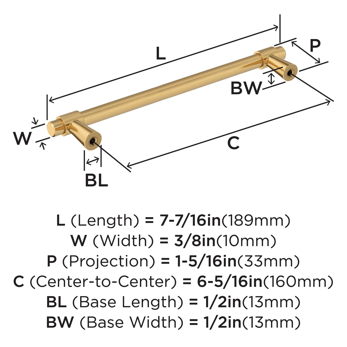 Amerock Cabinet Pull Champagne Bronze 6-5/16 inch (160 mm) Center-to-Center Destine 1 Pack Drawer Pull Cabinet Handle Cabinet Hardware