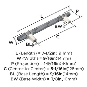 Amerock Cabinet Pull Black Chrome/Satin Nickel 5-1/16 inch (128 mm) Center-to-Center London 1 Pack Drawer Pull Drawer Handle Cabinet Hardware
