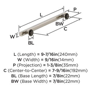 Amerock Corp BP37107G10 Everett Pull, 7-9/16 in (192 mm) Center-to-Center, Satin Nickel