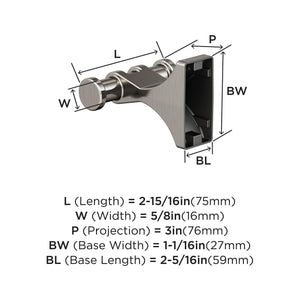 Amerock BH36050G10 Brushed Nickel Double Robe Hook 2-15/16 in. (75 mm) Length Towel Holder Davenport Towel Hook for Bathroom Bathroom Hardware Bath Accessories