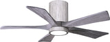 Matthews Fan IR5HLK-BW-BW-42 IR5HLK five-blade flush mount paddle fan in Barn Wood finish with 42” solid barn wood tone blades and integrated LED light kit.