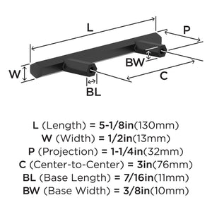Amerock BP37365FB Matte Black Cabinet Pull 3 in (76 mm) Center-to-Center Cabinet Handle Caliber Drawer Pull Kitchen Cabinet Handle Furniture Hardware