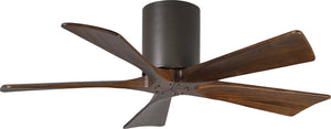 Matthews Fan IR5H-TB-WA-42 Irene-5H five-blade flush mount paddle fan in Textured Bronze finish with 42” solid walnut tone blades. 