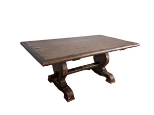Restoration Hardware 17th Century Spanish Walnut Trestle Rectangular Distressed Wood Dining Table Solid Wood Seats 6