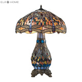 Elk 72079-3 Dragonfly 26'' High 3-Light Table Lamp - Tiffany Glass