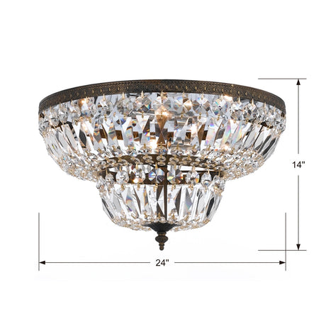 Crystorama 6 Light Clear Hand Cut Brass English Bronze Flush Mount 724-EB-CL-MWP