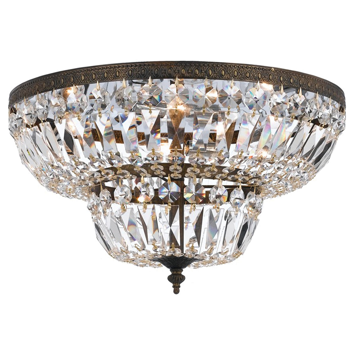 Crystorama 6 Light Spectra Crystal English Bronze Flush Mount 724-EB-CL-SAQ