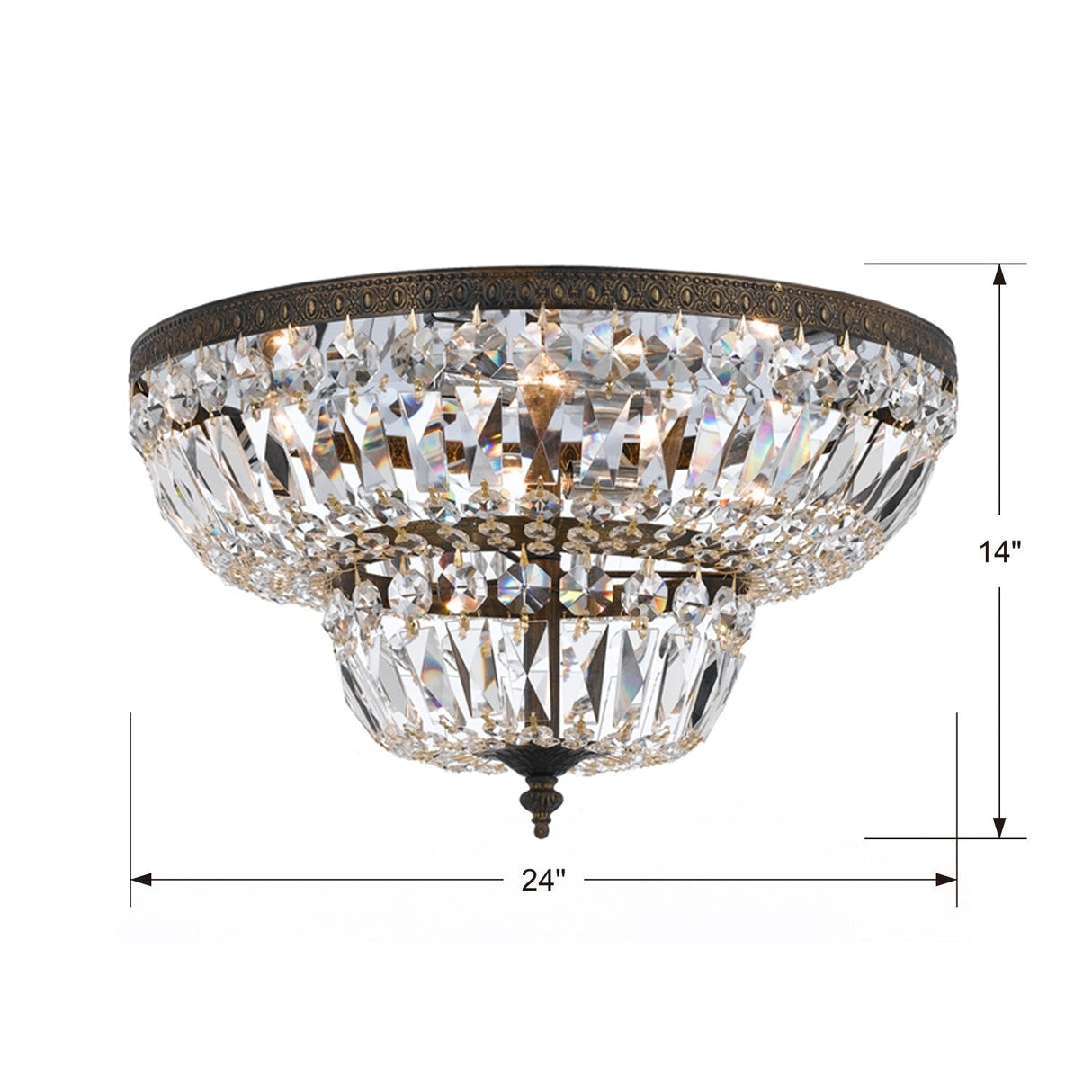 Crystorama 6 Light Spectra Crystal English Bronze Flush Mount 724-EB-CL-SAQ