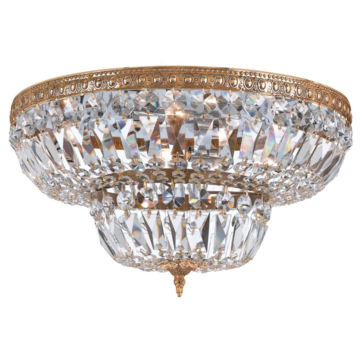Crystorama 6 Light Spectra Crystal Olde Brass Flush Mount 724-OB-CL-SAQ