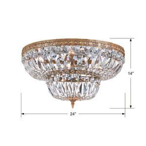 Crystorama 6 Light Swarovski Strass Crystal Olde Brass Flush Mount 724-OB-CL-S