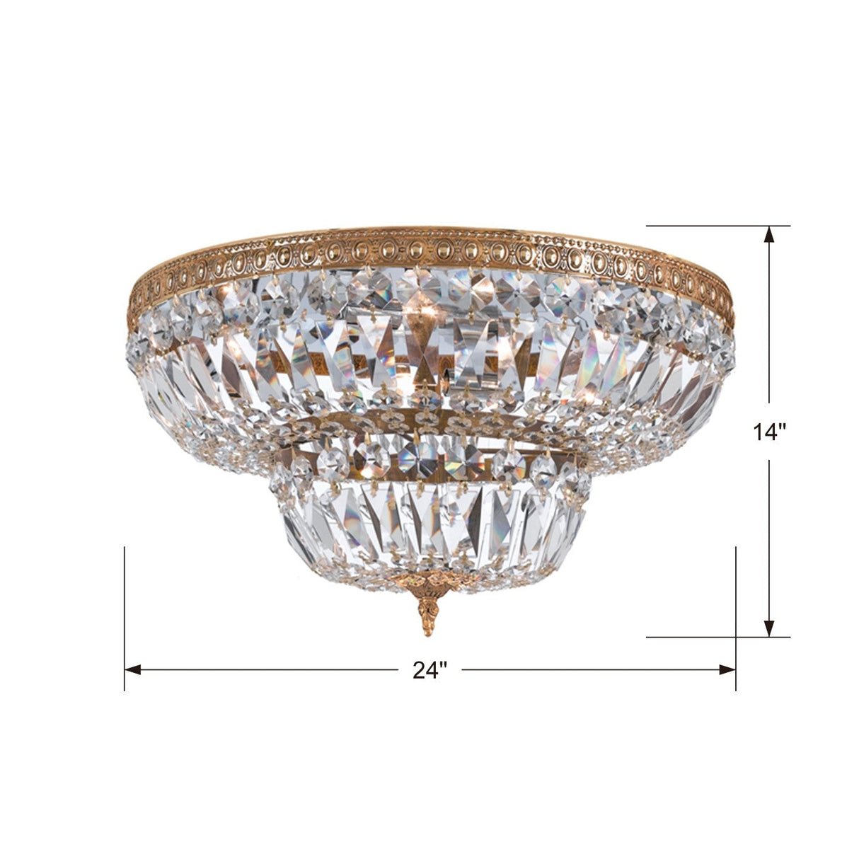 Crystorama 6 Light Swarovski Strass Crystal Olde Brass Flush Mount 724-OB-CL-S