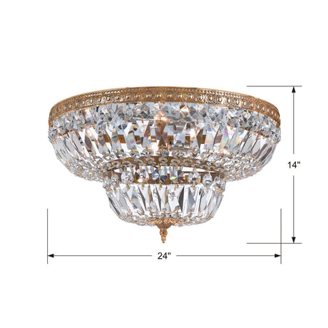 Crystorama 6 Light Swarovski Strass Crystal Olde Brass Flush Mount 724-OB-CL-S