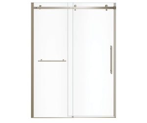 MAAX 138475-900-305-000 Vela 56 ½-59 x 78 ¾ in. 8mm Sliding Shower Door with Towel Bar for Alcove Installation with Clear glass in Brushed Nickel