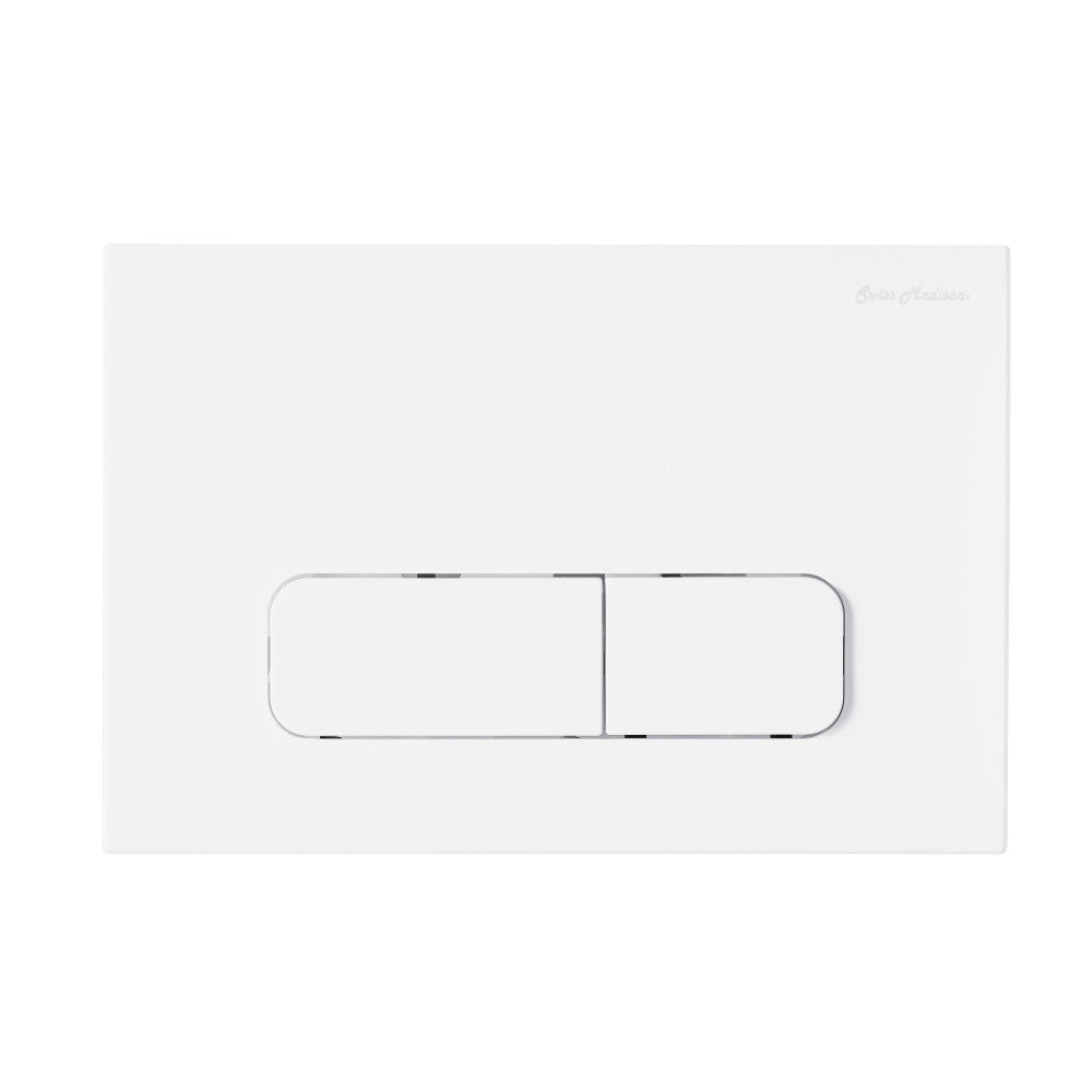 Wall Mount Dual Flush Actuator Plate with Rectangle Push Buttons in Matte White