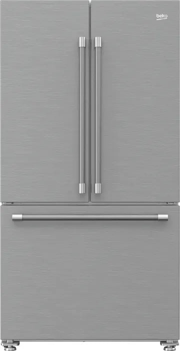 Beko BFFD3624XSS 36" French Three-Door Stainless Steel Refrigerator with Auto Ice Maker, Water Dispenser