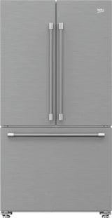Beko BFFD3624XSS 36" French Three-Door Stainless Steel Refrigerator with Auto Ice Maker, Water Dispenser