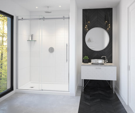 MAAX 138470-900-084-000 Vela 56 ½-59 x 78 ¾ in. 8mm Sliding Shower Door for Alcove Installation with Clear glass in Chrome