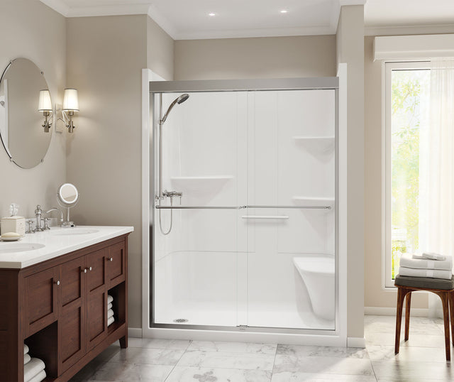 MAAX 105921-2-000-001 Camelia SH-6034 Acrylic Alcove Center Drain One-Piece Shower in White