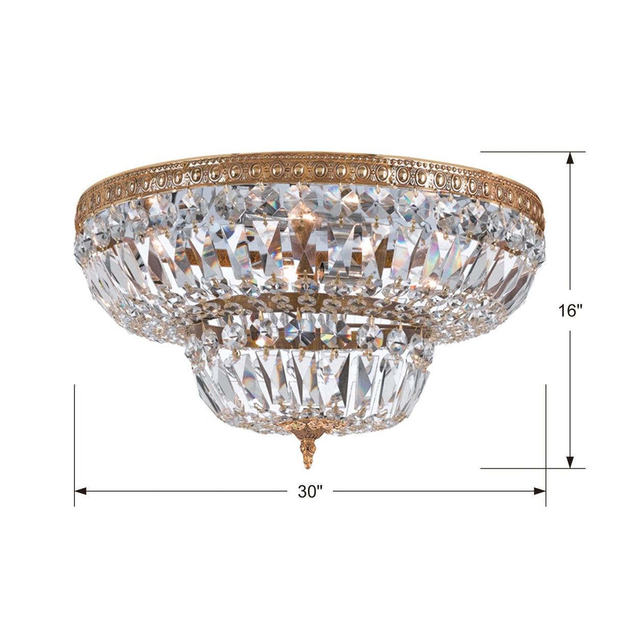 Crystorama 8 Light Swarovski Strass Crystal Olde Brass Flush Mount 730-OB-CL-S