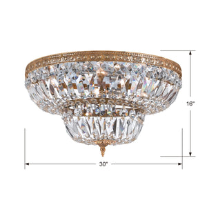 Crystorama 8 Light Swarovski Strass Crystal Olde Brass Flush Mount 730-OB-CL-S
