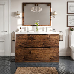 Smile 48 in. Rosewood Double Sink  Bath Vanity with Acrylic Top and Integrated Sinks