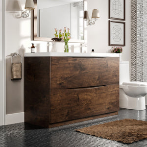 Smile 48 in. Rosewood Double Sink  Bath Vanity with Acrylic Top and Integrated Sinks