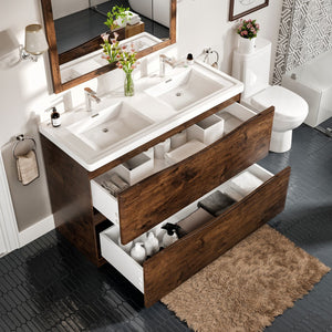 Smile 48 in. Rosewood Double Sink  Bath Vanity with Acrylic Top and Integrated Sinks