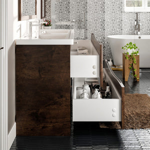 Smile 48 in. Rosewood Double Sink  Bath Vanity with Acrylic Top and Integrated Sinks